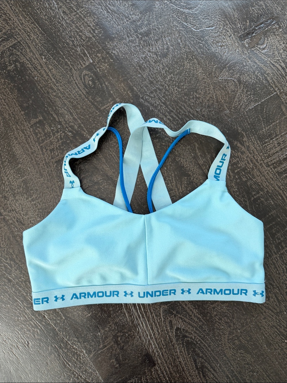 Under Armour Light Blue Strappy Sports Bra with Logo Band